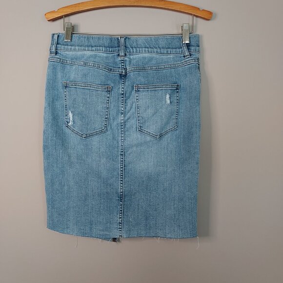 Spanx Distressed Denim Mini Pencil Skirt Size Med - Picture 3 of 8